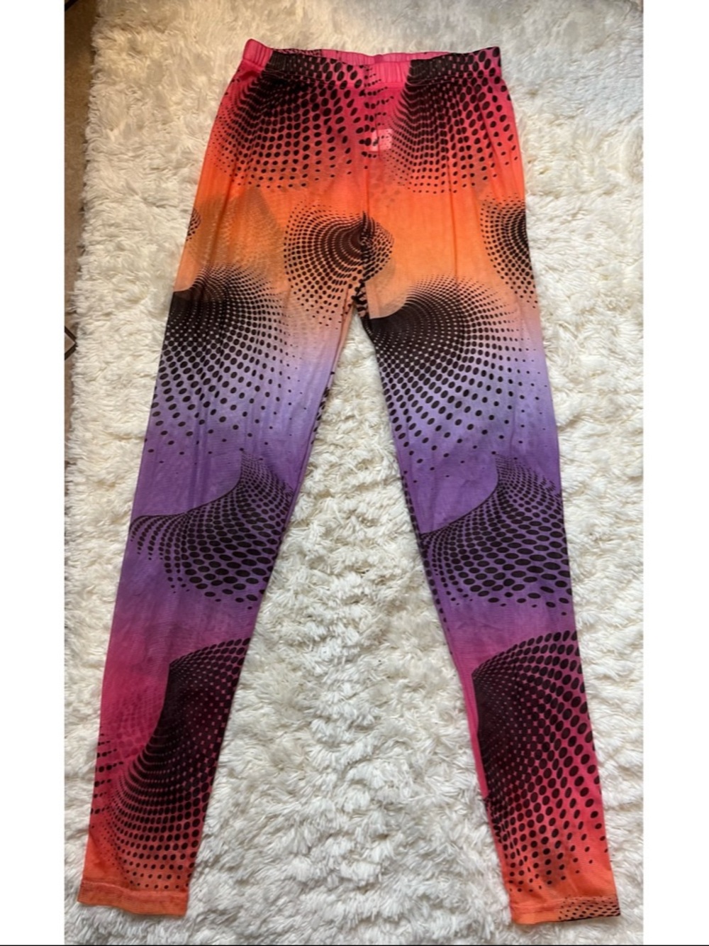 New Women’s Sheer Leggings Size Medium Orange Purple Festival Summer Beach Wear